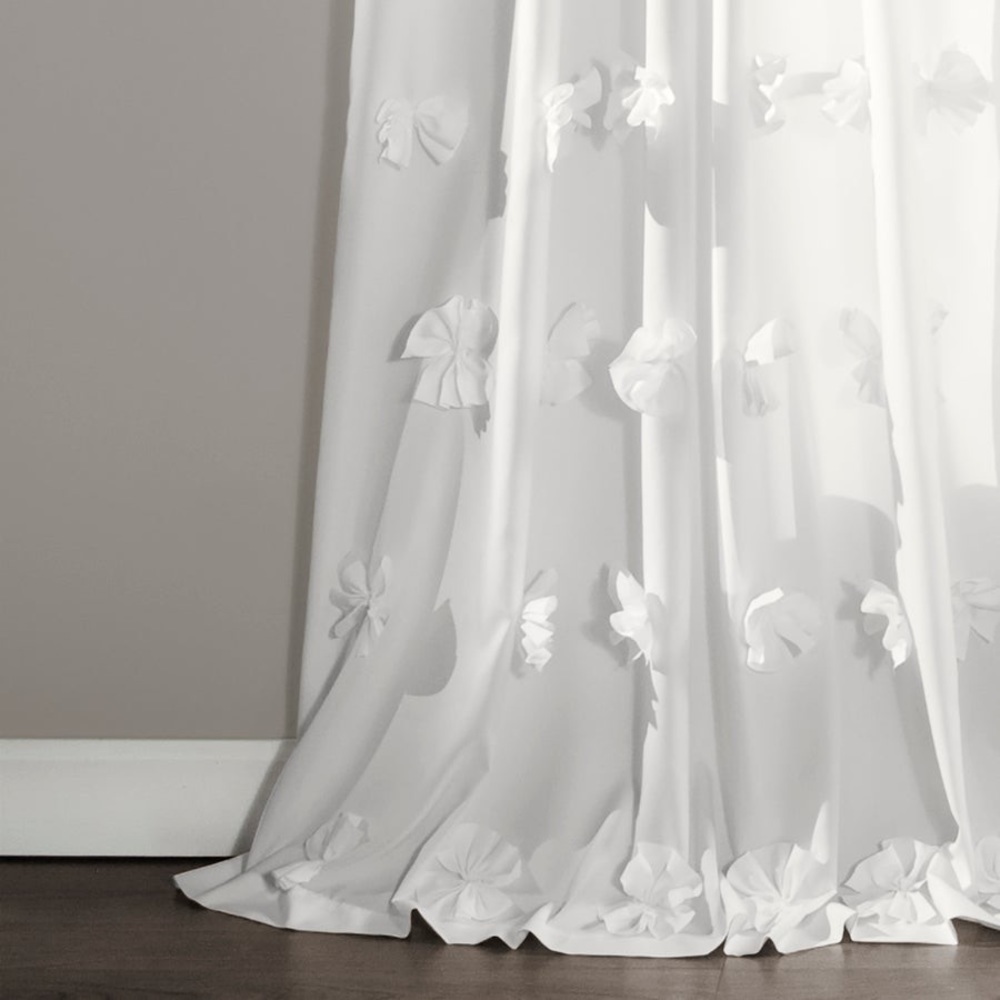 Lush Decor Riley White Window Curtain Single Panel 54”x84” - Picture 3 of 5